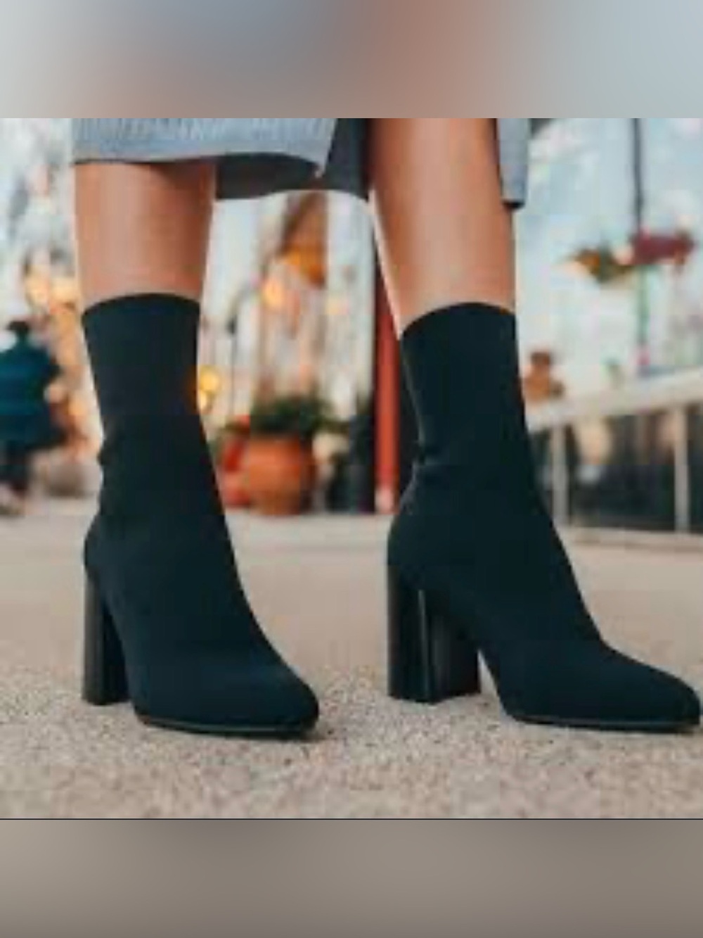NEW Steve Madden Black Knit Sock Boots with Block Heel